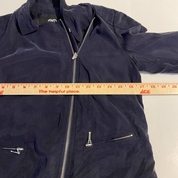 Tart Collection Blazer Jacket Sz Small Lined Navy Blue Asymmetrical Zip Moto - Picture 5 of 7